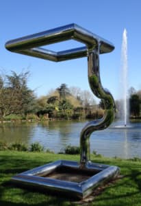 Surry university campus - Chrome sculpture by Graham Haddy