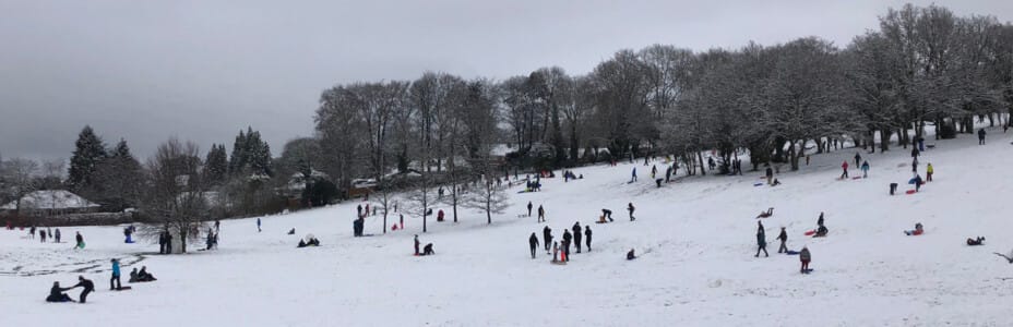 Guildford Golf Course at Merrow - Fun in the Snow by Bill Dunnett